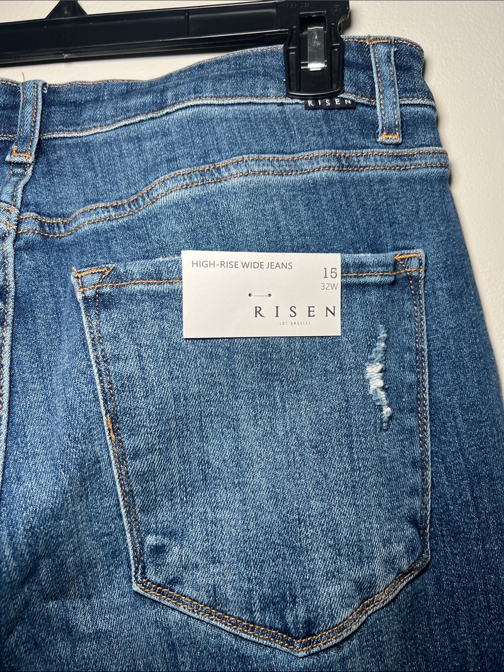 Risen Jeans Distressed Wide-Leg Jeans - Blue - Picture 3 of 4
